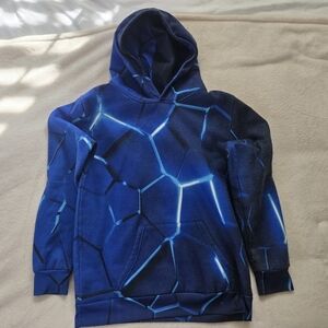 Kids Blue Geometric Pattern Hoodie Size 3XL